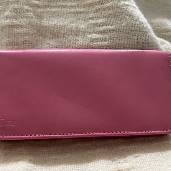 MAZE  Pink Leather Zip Around Wallet  Clutch Credit Card Case Passport Holder N4 - Picture 6 of 8